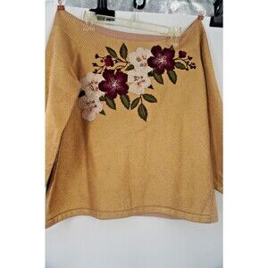 Boston Proper Women's  Sz XL Boho Tropical Floral Embellished Statement Top NWT